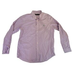 Ralph Lauren Men's‎ Button Down Shirt Striped Purple White Long Sleeve Size L